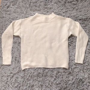 women's white ribbed sweater